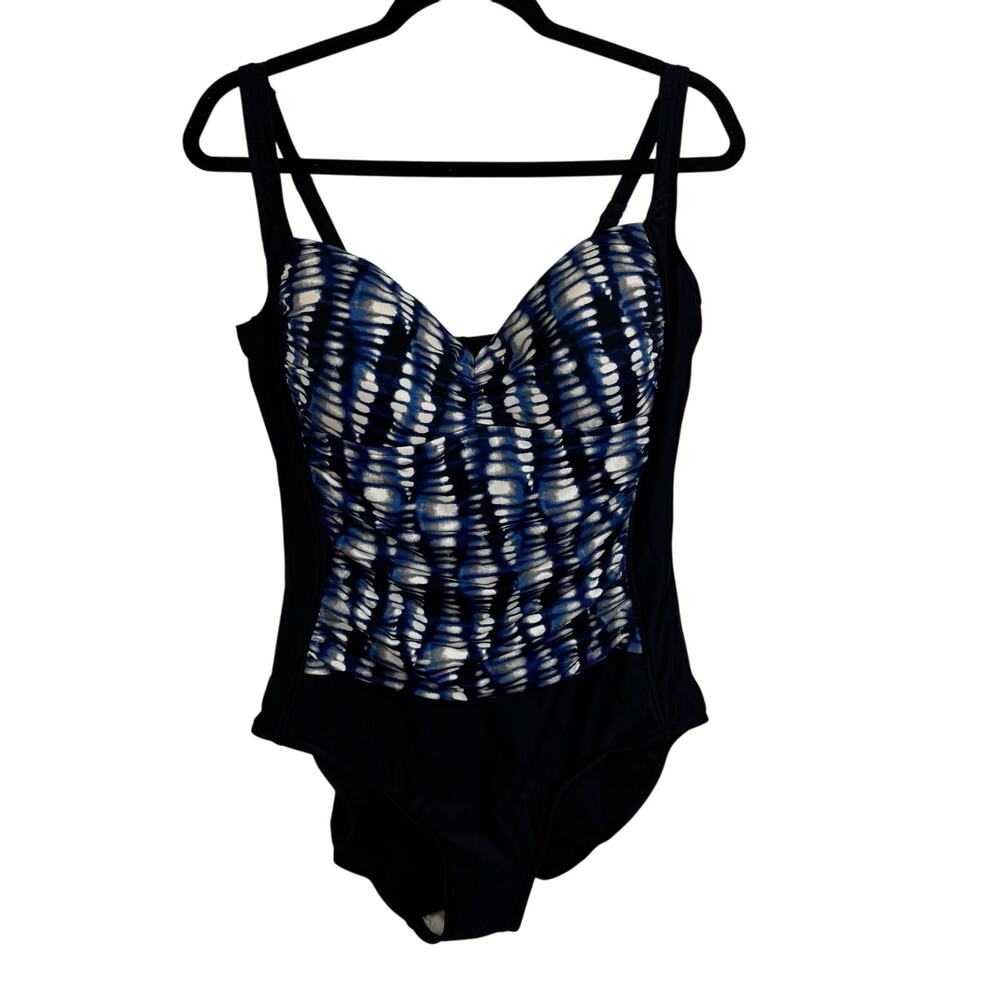 Maxine Of Hollywood Women's Twist Front Shirred One Piece Swimsuit Size 16 - Picture 2 of 8